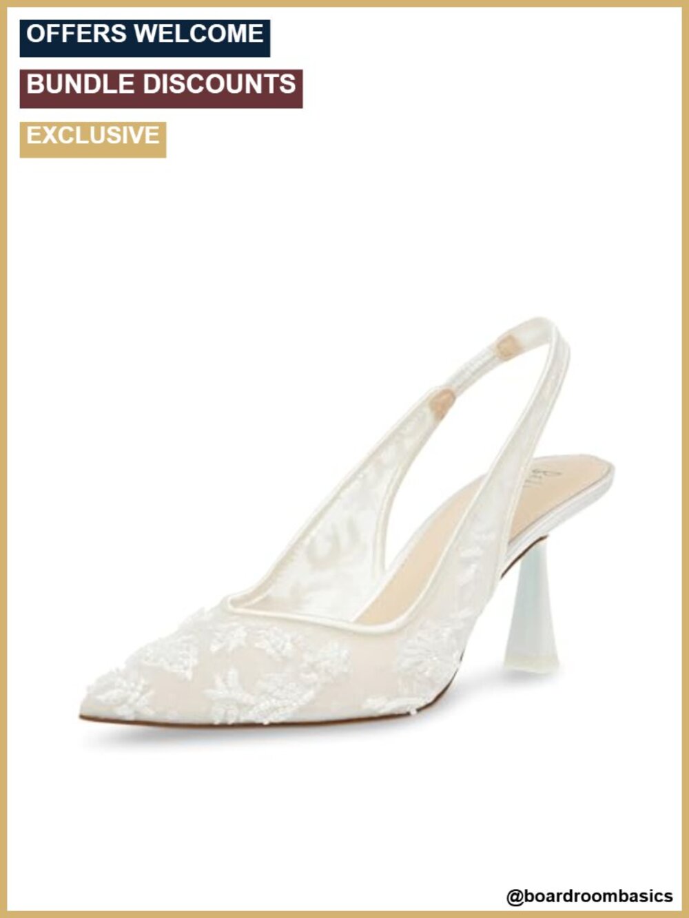 Embellished Pointed Toe Slingback Pump with Floral Embroidery